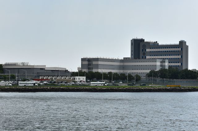 A view of Rikers Island facilities from afar.